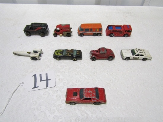 Lot Of 9 Vtg 1974-1978 Hot Wheels Cars Including 1 Red Line