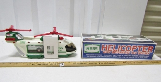 N I B Hess Helicopter W/ Cruiser And Motorcycle