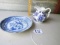 Nice Cobalt Blue Porcelain Plate And Pitcher