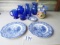 Lot Of Vtg Cobalt Blue Porcelain And Glass