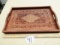 Vtg Hand Carved Solid Wood W/ Gold Inlay Serving Tray