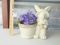 Vtg Pottery Rabbit In Overalls Planter