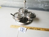 Vtg Stainless Steel 3 Part Condiment Caddy (local Pickup Only)