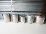 3 Matching Stainless Steel Canisters And 2 Additional Aluminum Canisters