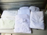 2 Beach Towels And 5 Whte Bath Towels