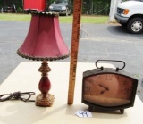 Small Table Lamp And A Quartz Mantle Clock