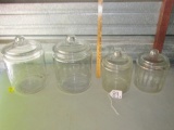 4 Glass Canisters, 2 Large And 2 Medium
