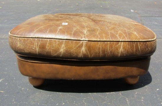 Vtg Genuine Leather Ottoman By Classic Leather Inc. (NO SHIPPING)