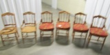 Set Of 6 Vtg Solid Oak Dining Room Chairs W/ Cane Weave Seats (NO SHIPPING)