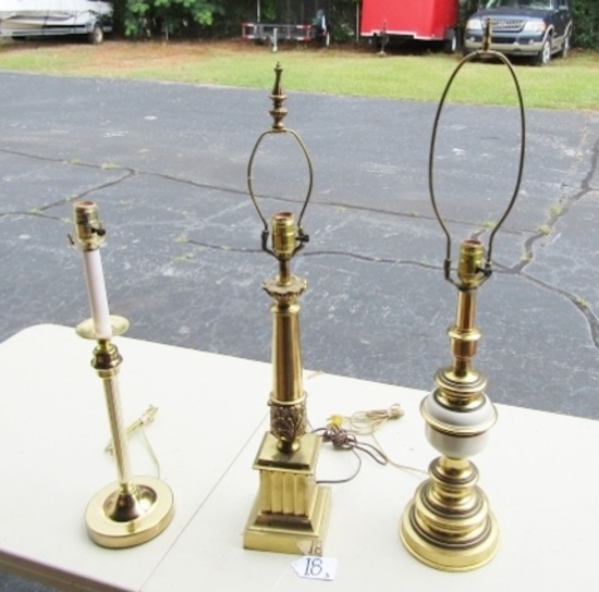 Lot Of 3 Brass Lamps (local Pick Up Only)