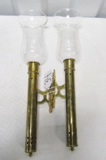 Set Of Vtg Solid Brass Candlestick Holder Wall Sconces