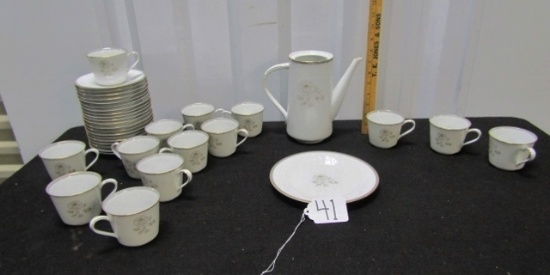 Noritake Blair Rose Cups, Saucers, Plate And Teapot