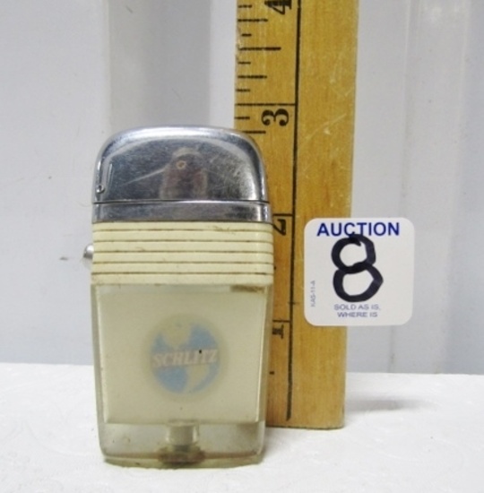 Vtg Scripto Vu - Lighter W/ Advertising For Schlitz Beer