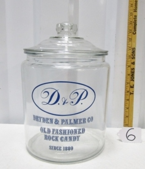 Large Vtg D. & P. Dryden And Palmer Co. Old Fashioned Rock Candy Jar W/ Lid