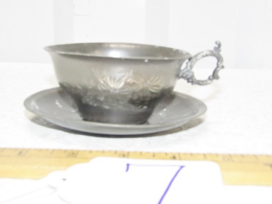 Antique 1897 Quadruple Plated Cup And Saucer