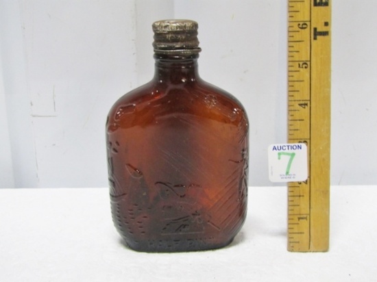 Vtg Amber Color Half Pint George Washington Whiskey Bottle From
