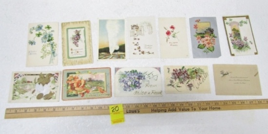 12 Antique Linen Postcards From 1911-1914