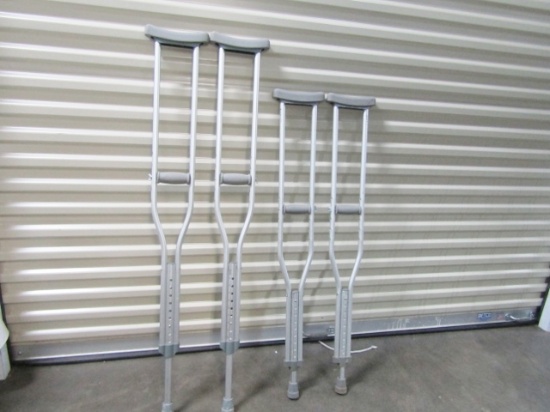 2 Sets Of Adjustable Height Aluminum Crutches