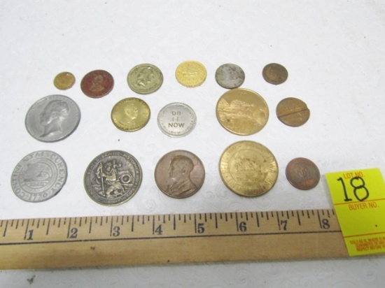 Lot Of 16 Various Medals And Coins