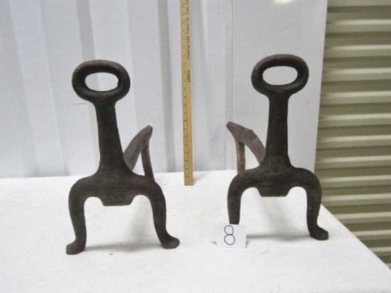 Set Of Vtg Cast Iron Andirons