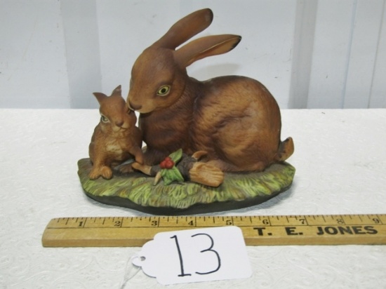 Vtg 1979 Masterpiece Porcelain Rabbits Figurine By Homco