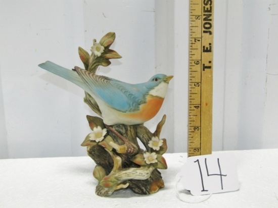 Vtg 1984 Masterpiece Porcelain Blue Bird Figurine By Homco