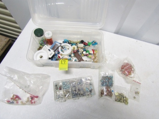 Box Full Of Jewelry Craft Beads, Rhinestones, Etc