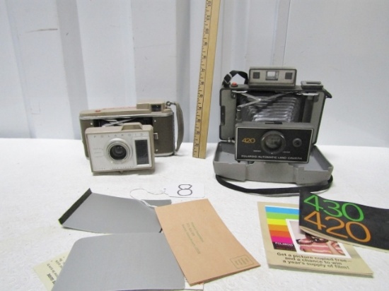 2 Polaroid Land Cameras: Model J33 And A 420 Automatic