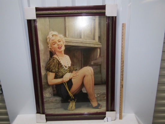 Large Beautifully Framed Poster Of Marilyn Monroe In Fishnet Stockings