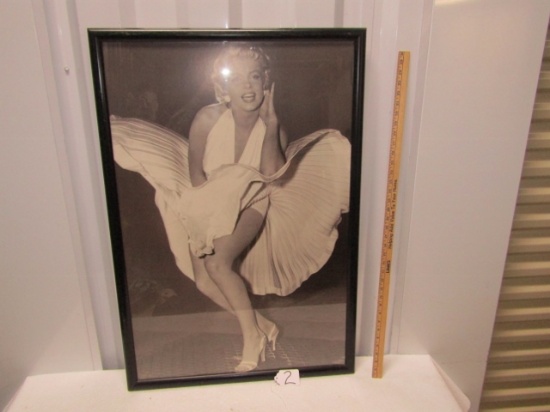 Large Framed Poster Of Marilyn Monroe W/ Dress Blowing Up