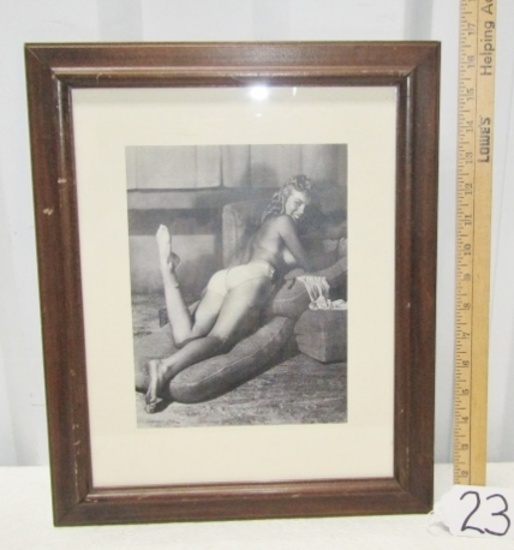 Framed And Matted Semi Nude Black And White Photo Copy Of Marilyn Monroe
