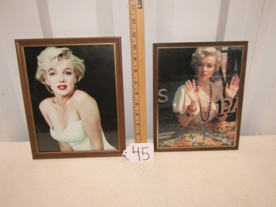 2 Framed Photo Copy Pictures Of Marilyn Monroe