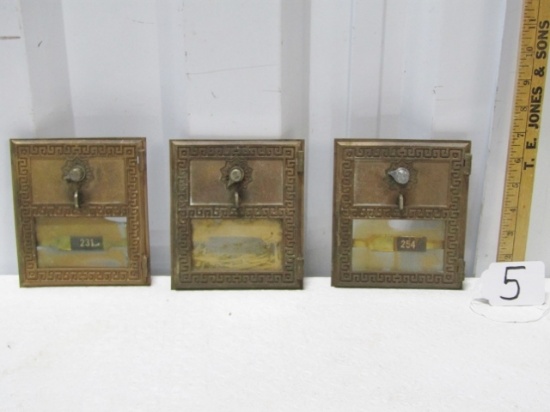 3 Vtg Solid Brass Mailbox Doors