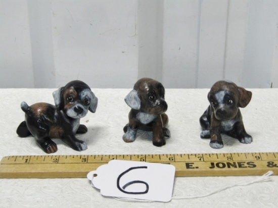3 Vtg Ceramic Miniature Dogs