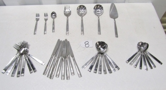 Service For 8 Farberware Stainless Steel Silverware Set Plus 7 Utility Pieces