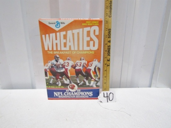 Never Opened 1988 Box Of Wheaties W/ N F L Champions Washington Redskins