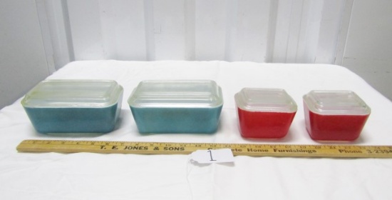 4 Vtg Pyrex Ovenware Containers With Lids