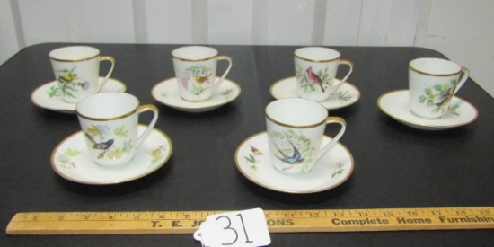 Vtg Set Of 6 Porcelain Cups And Saucers By Hutschenreuther Noblesse Pasco Germany