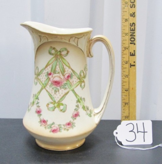Antique Porcelain Pitcher By S. Fields And Co., Stoke On Trent, England