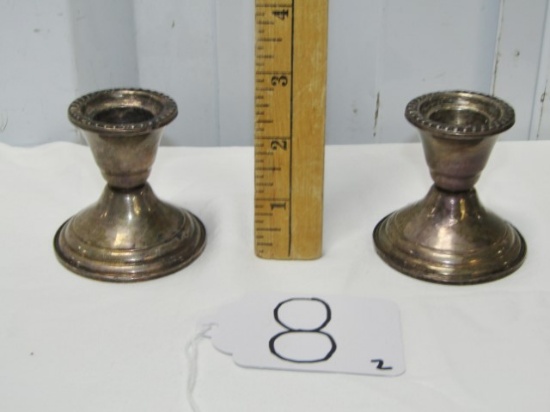 2 Vtg Weighted Sterling Silver Candle Holders