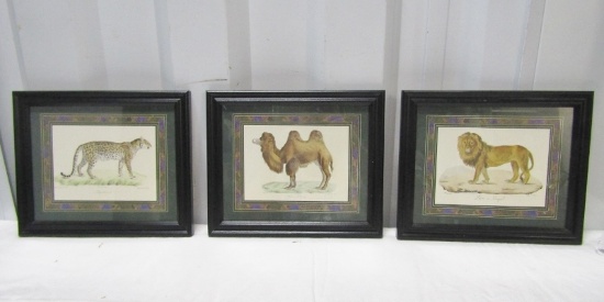 3 Framed And Matted Animal Prints