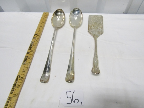 2 Leonard Silver Plated Serving Spoons And A Sheffield England Silver Plated