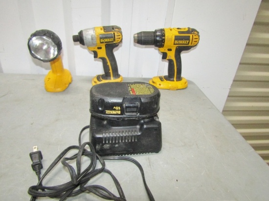 3 Dewalt Cordless 18v Power Tools W/ Battery And Charger