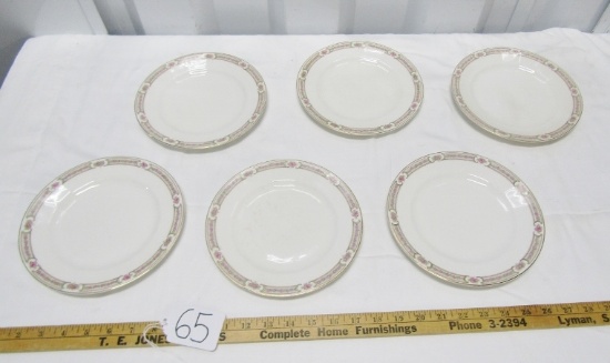 Set Of 6 Vitreous Porcelain Snack Plates By Edwin M. Knowles China Co.