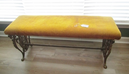 Cast Iron Bench W/ Padded Upholstered Seat (Local Pick Up Only)