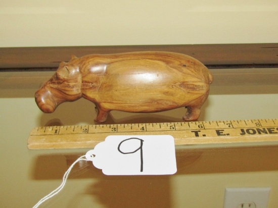 Hand Carved Wood Hippopotamus From Kenya