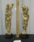 2 Vtg Hand Made Faux Ivory Figures By Orleans And Made In Italy