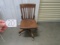 Vtg Mid Century Solid Oak Wood Office Chair On Rollers (LOCAL PICK UP ONLY)