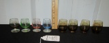 Lot Of 8 Colored Glass Shot Glasses