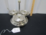 3 Compartment Stainless Steel Condiment Server W/ Spoons